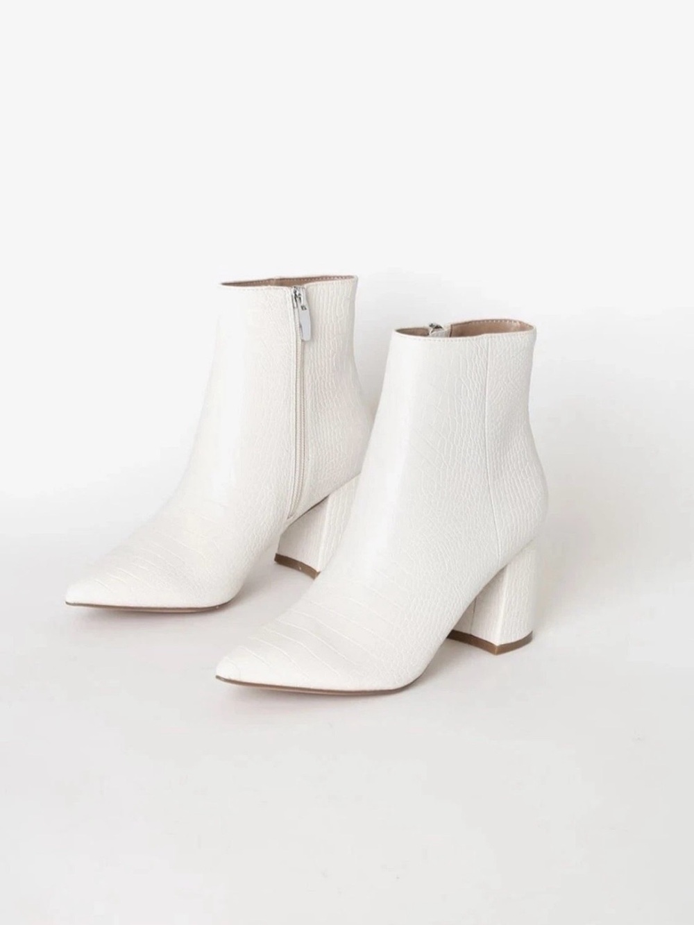 Steve Madde white Crocodile Block Heel Ankle Boots